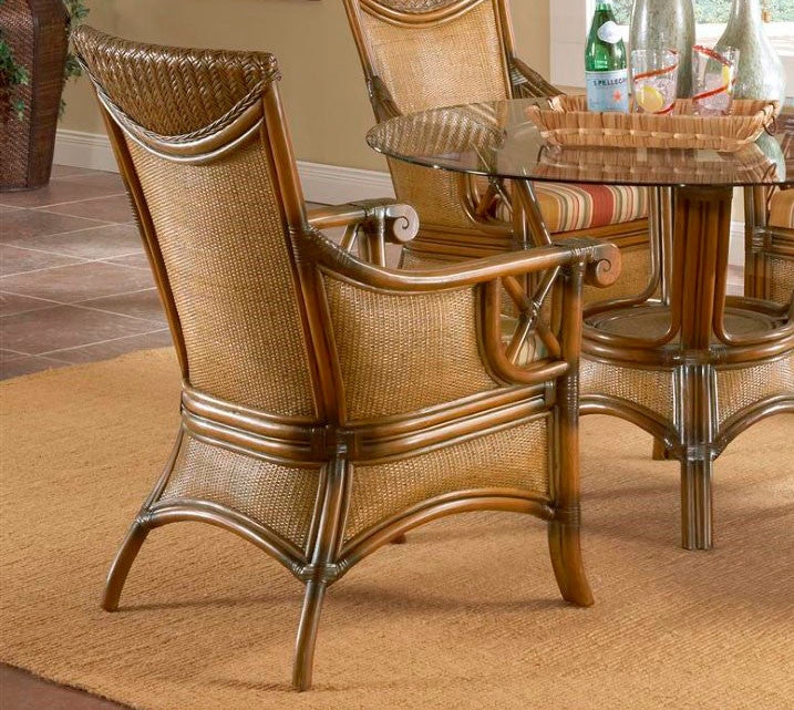 South Sea Rattan Pacifica Arm Chair Upholstery: Success Fennel