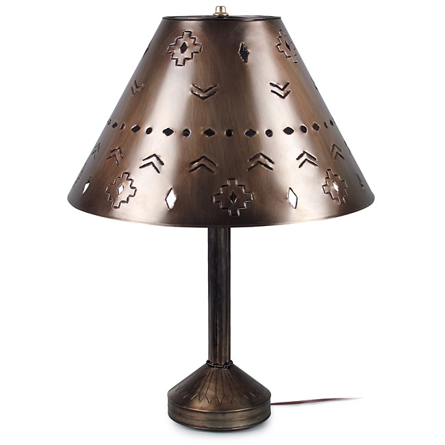 Southwest Punched Metal Table Lamp featuring Geometric Cutouts