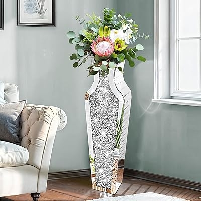 Sparkling Floor Accent: Mirrored Faceted Sides 27 Inch