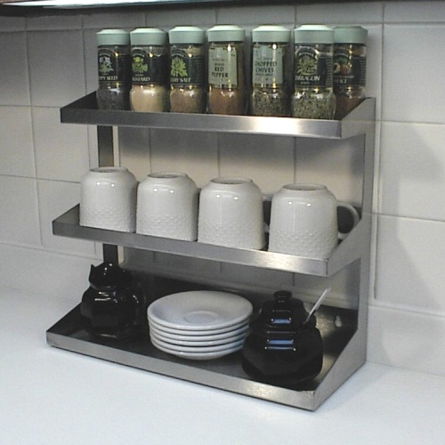 Spice Rack Metal Organizer Three Tier Raised Lip Shelves
