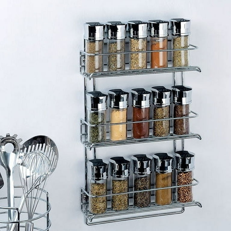 Spice Rack Polished Chrome Three Tier Wire Frame Wall Mount
