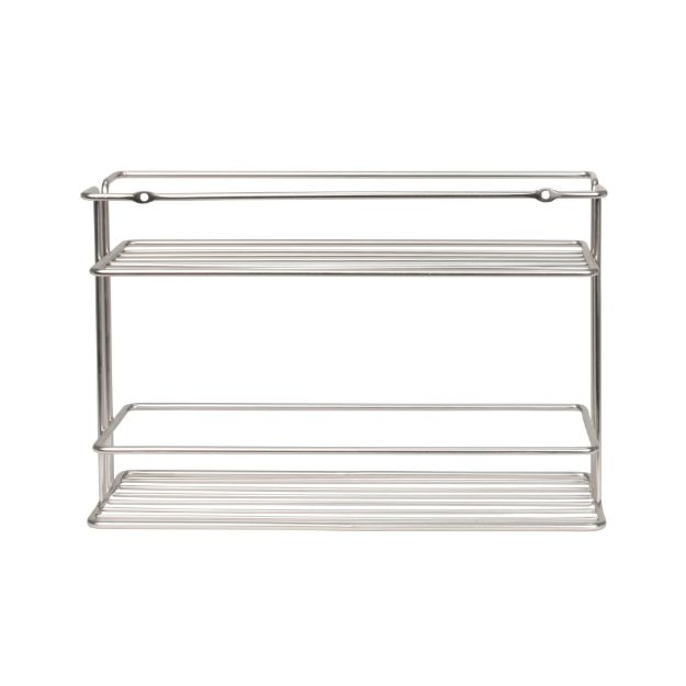 Spice Rack Satin Nickel Two Tier Wire Shelves Wall Mount