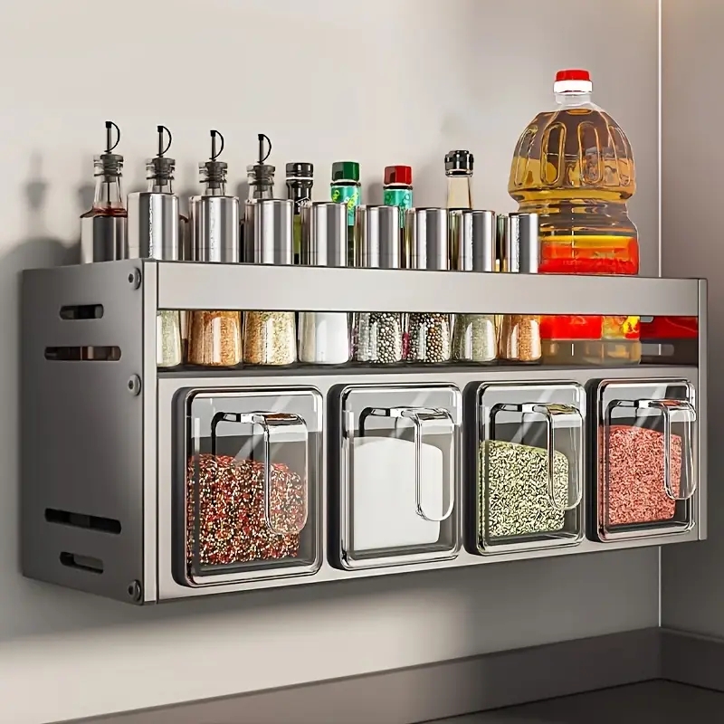 Spice Rack Stainless Steel Organizer With Pull Out Drawers