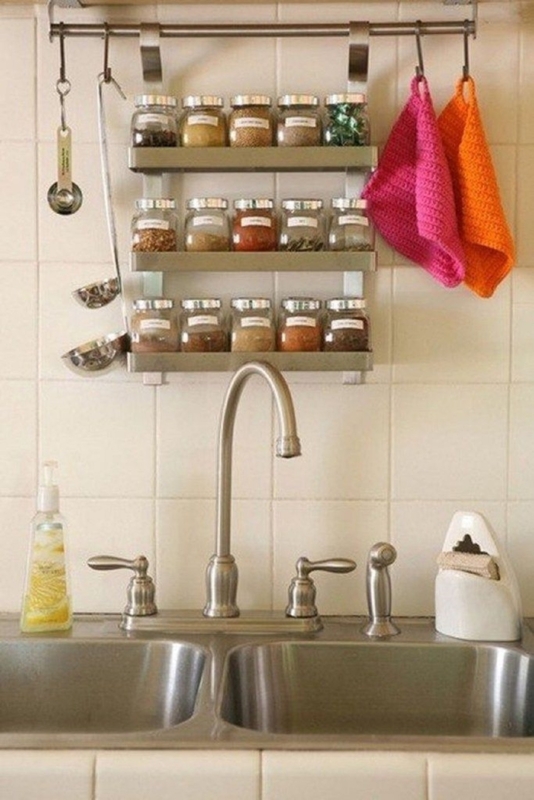 Spice Rack Stainless Steel Three Tier Hanging Rail Mount System