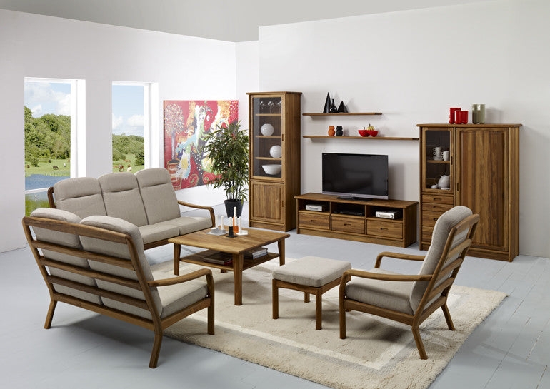 Spindle Back Living Room Set Mid Century Modern Honey Brown Wood