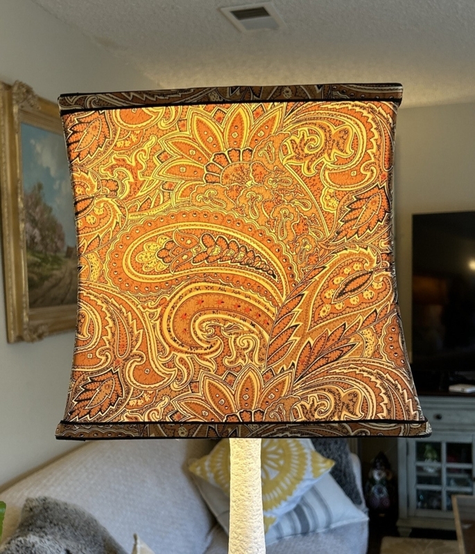 Square Bell Lamp Shade featuring Burnt Orange Paisley Print