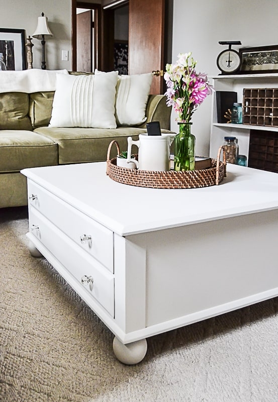 Square Coffee Table: Coffee Table With Bun Feet, Crisp White Finish