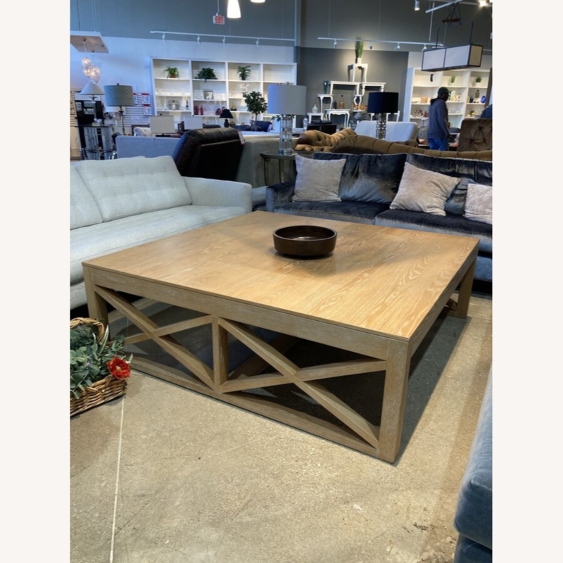 Square Coffee Table: X-Brace Wood Coffee Table, Light Oak, Oversized