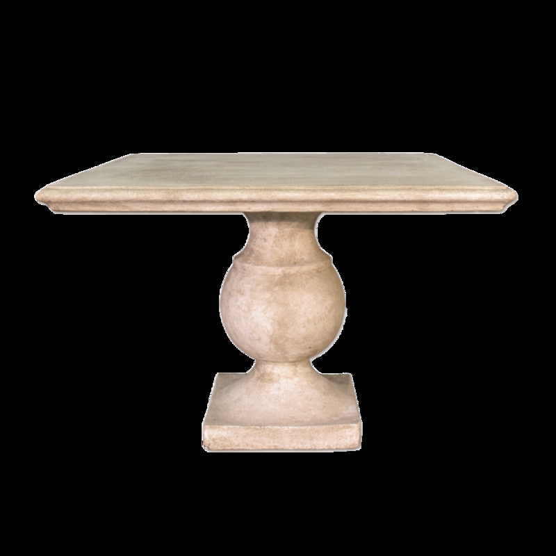 Square Dining Table Concrete Look Bulbous Column Bullnose Edge