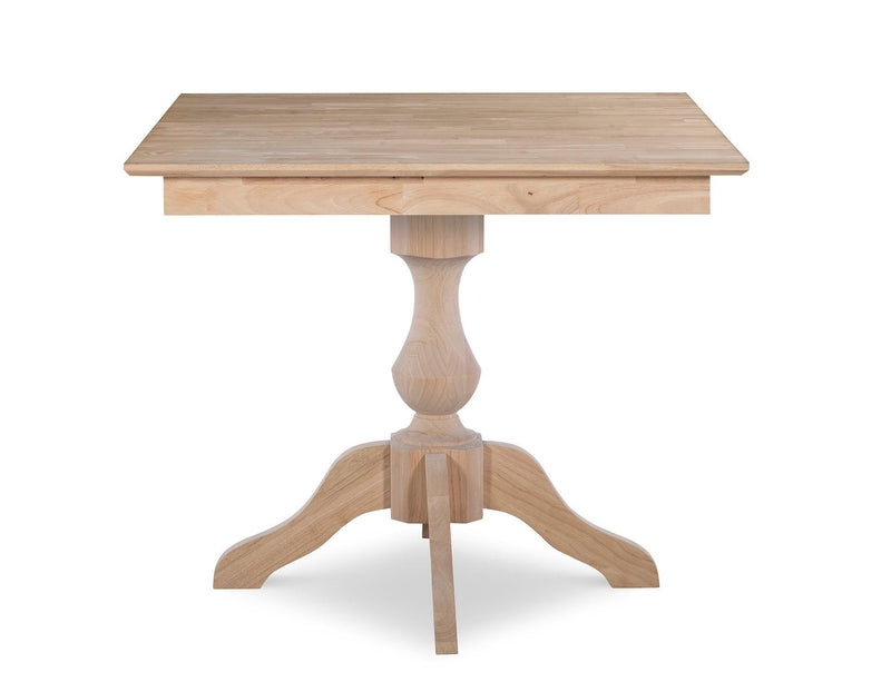 Square Dining Table Unfinished Wood Turned Column Farmhouse Base