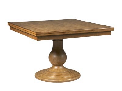 Square Dining Table Warm Honey Oak Traditional Tiered Circular Base