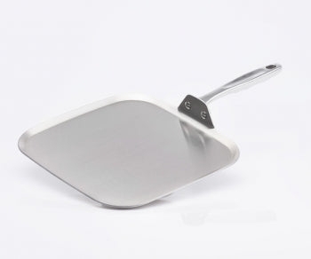 Square Griddle, Riveted Handle, Ergonomic Grip, Brushed Steel.