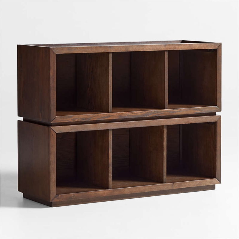 Stackable Bookcase Deep Brown Cubby with Mitered Corner Shelving