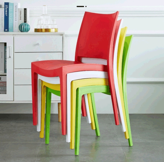 Stacking Chair Vibrant Molded Plastic Curved Backrest Modern Garden
