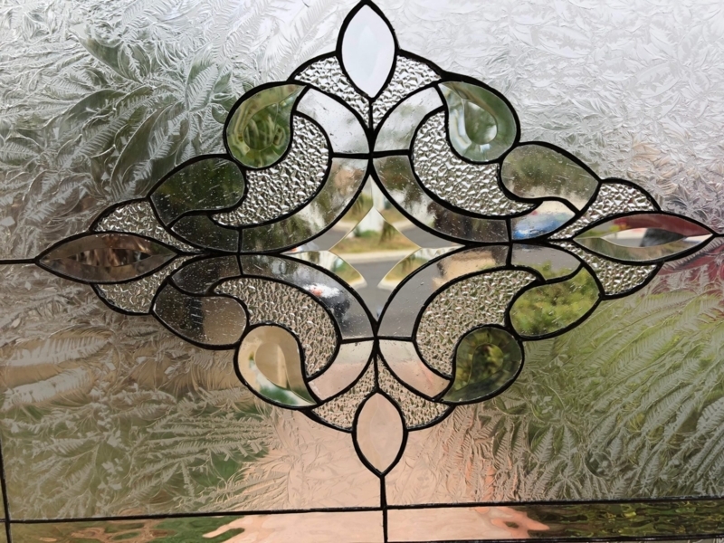 Stained Glass Panel Clear Beveled Glass Victorian Glue Chip Texture