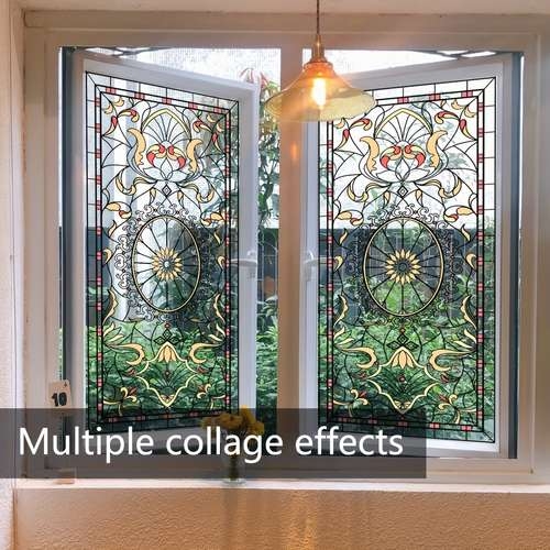 Stained Glass Window Privacy Film Instruban Window Privacy Film, No Glue  Static Cling Window Sticker, 3D Stained Glass Window Decals, Window  Self-Adhesive Vinyl For Office And Home Decoration - 17.5 Inches By
