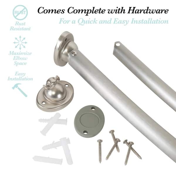 Stainless Curved Rod Brushed Finish Rust Resistant Wall Mount Swivel