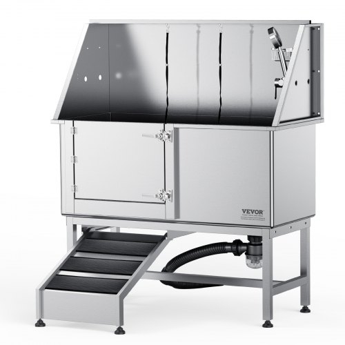 Stainless Dog Grooming Tub with Soap Storage Basket