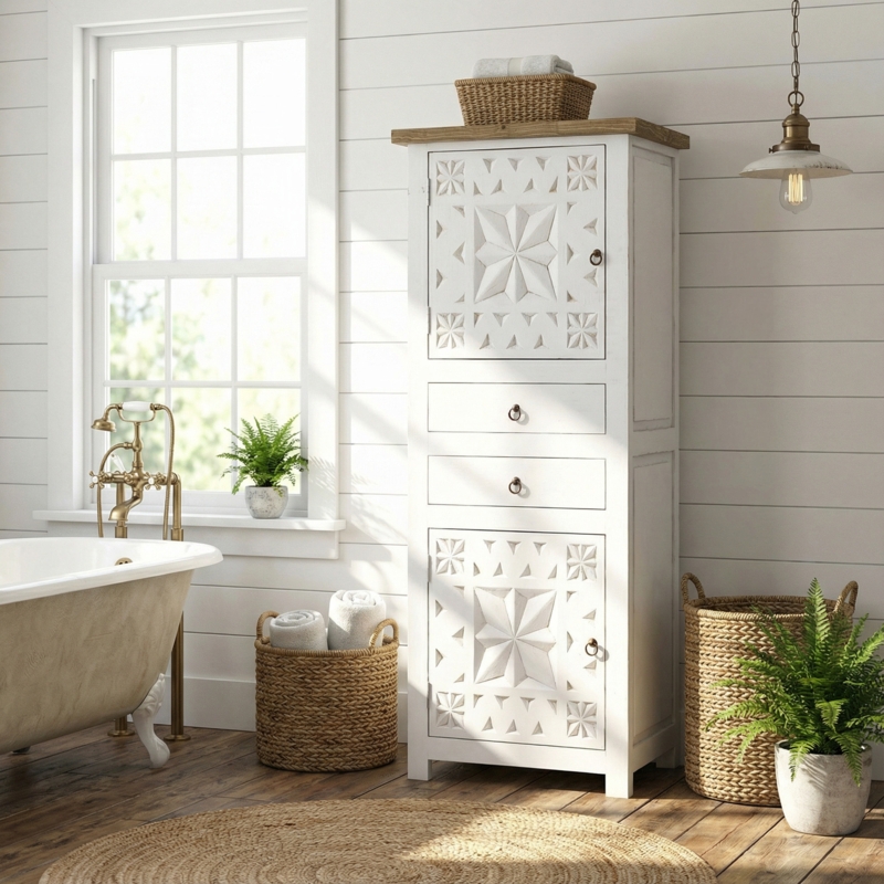 Star White Linen Cabinet