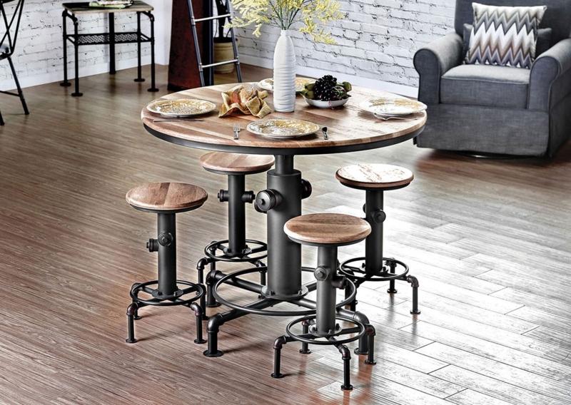 Steampunk Pub Table Set Fire Hydrant Base Pipe Fittings Black