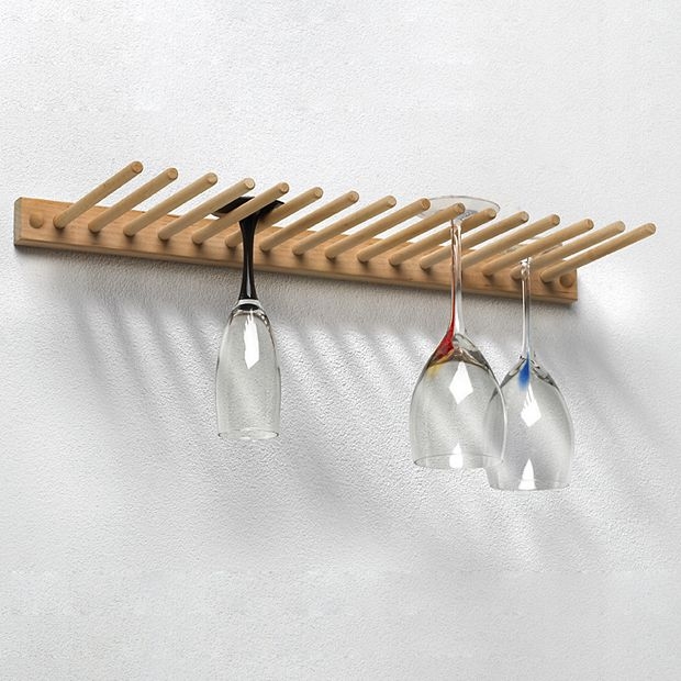 Stemware Rack 16-Glass Capacity Angled Peg Storage Minimalist Storage