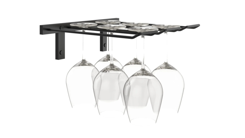 Stemware Rack Matte Black Finish Wall-Mounted Storage Minimalist Bar
