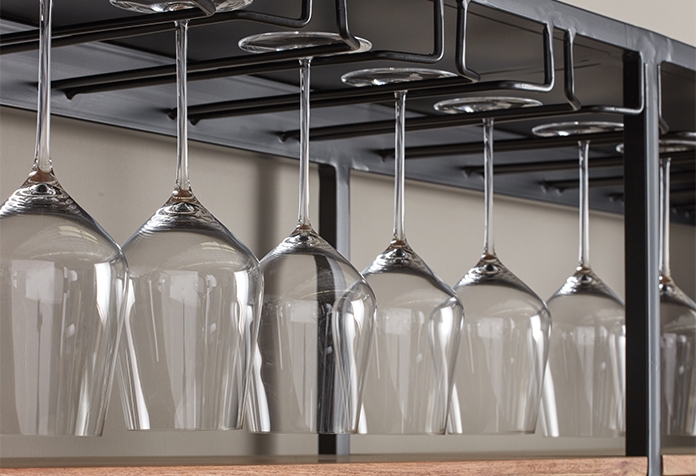Stemware Rack Matte Black Welded Wire Frame Under Shelf Mount
