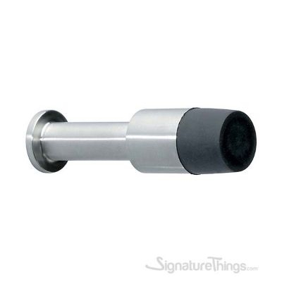 Stepped Wall Door Stop Brushed Metal Cylindrical Body