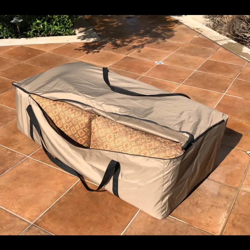 Storage Bag, Warm Beige Patio Cushion Organizer with Zipper Closure