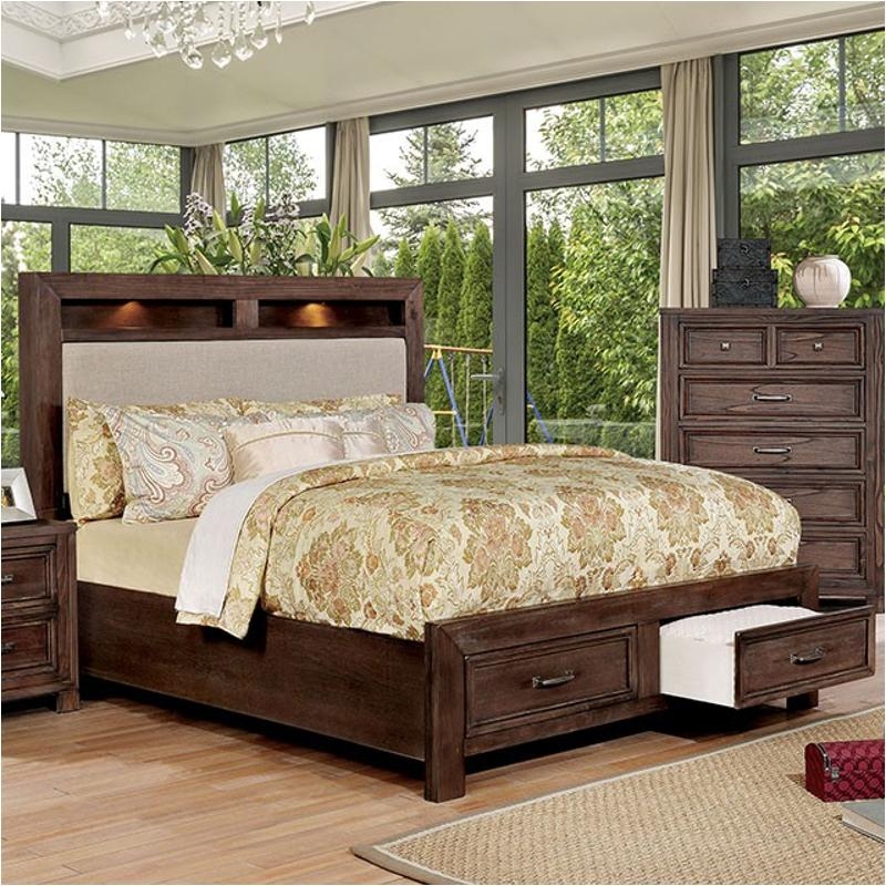 Storage Bed Dark Oak Headboard Lighting Footboard Drawers
