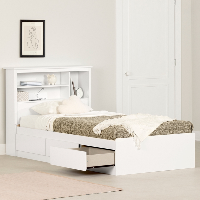 Twin Storage Bed With Bookcase Headboard