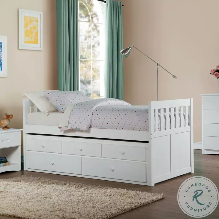 Storage Bed with Five-Drawer Storage, Captains Bed with Trundle
