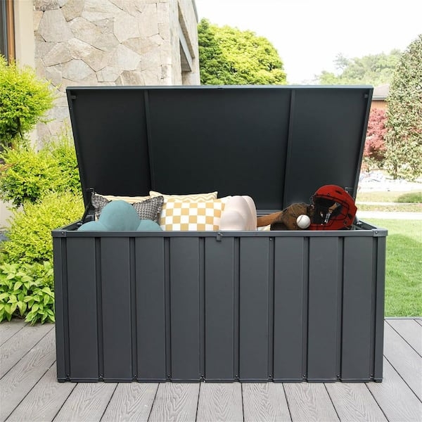 Storage Bench Dark Gray Steel 150 Gallon Lockable Gas Struts