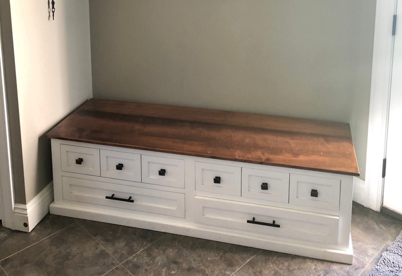 Storage Bench: Walnut Lift Top with Two-Tone Shaker Panels
