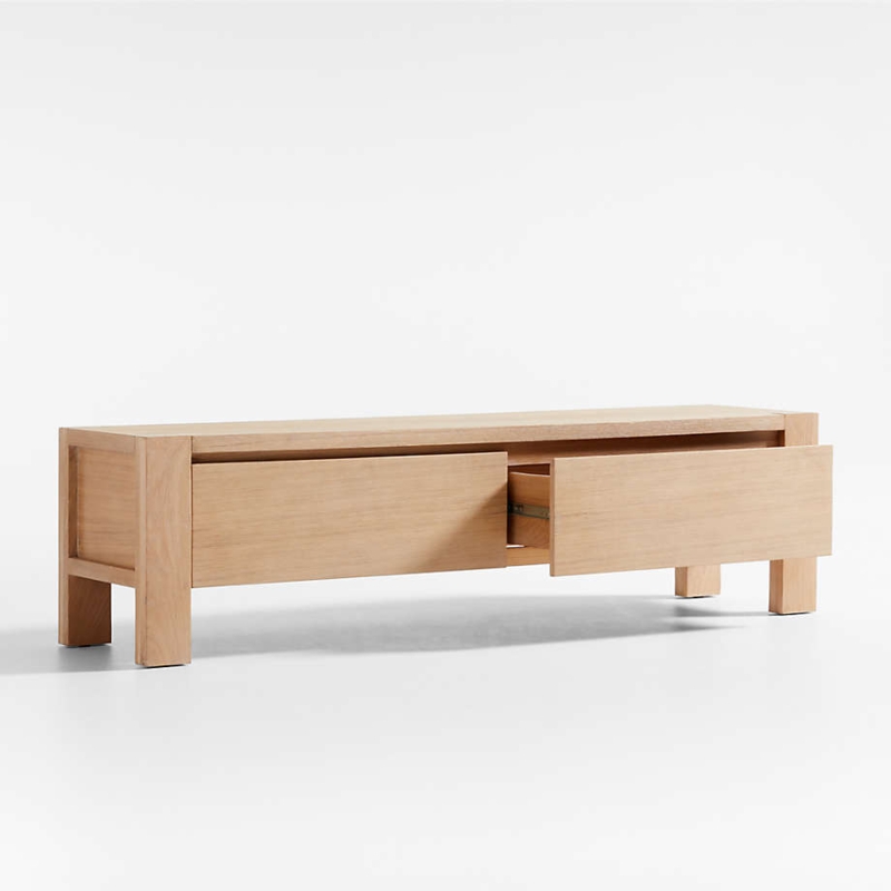 Storage Bench with Chunky Block Legs, Recessed Pulls, White Oak Grain