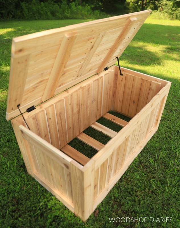 Storage Box: DIY Natural Wood Garden Chest with Slatted Base