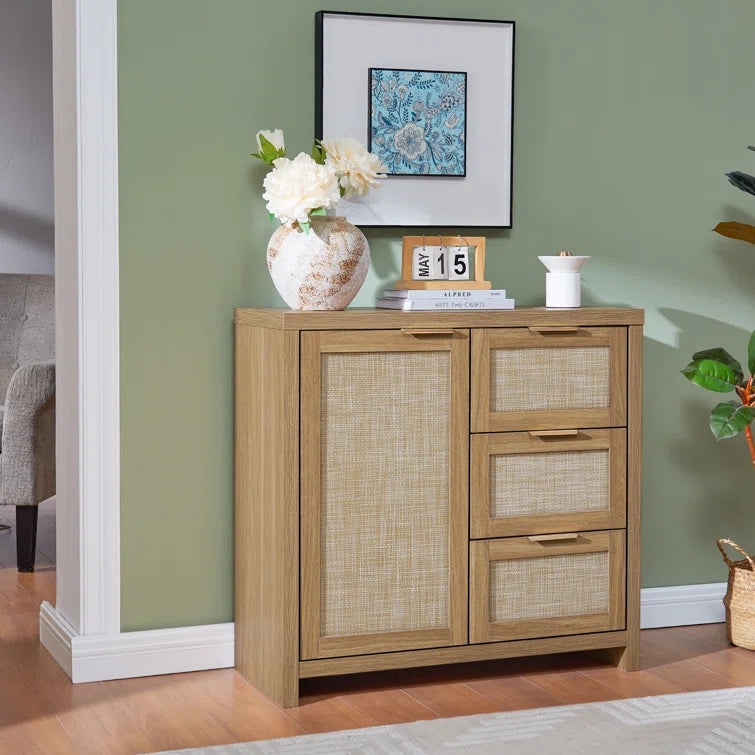 Storage Cabinet with Asymmetrical Front and Three Drawers