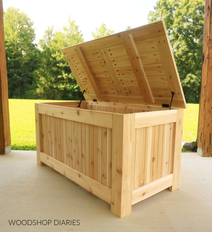 Storage Chest: Honey Blonde DIY Wooden Trunk with Gas Struts