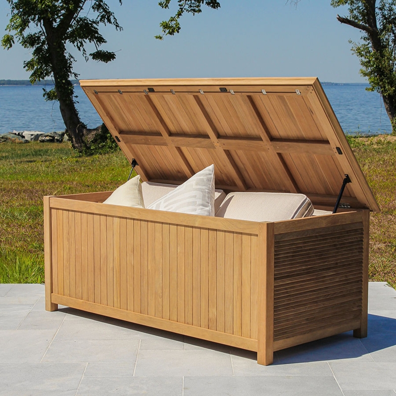 Storage Chest: Teak Cushion Box with Louvred Sides
