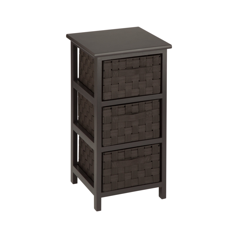 Storage Chest with Woven Fabric Texture and Espresso Finish