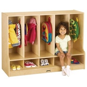 Storage Locker Blonde Oak Five Sections Low Shoe Cubbies Hanging Space