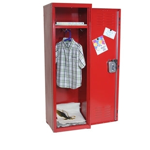 Storage Locker Cherry Red Metal Compact Vertical Ventilated Door Magnetic