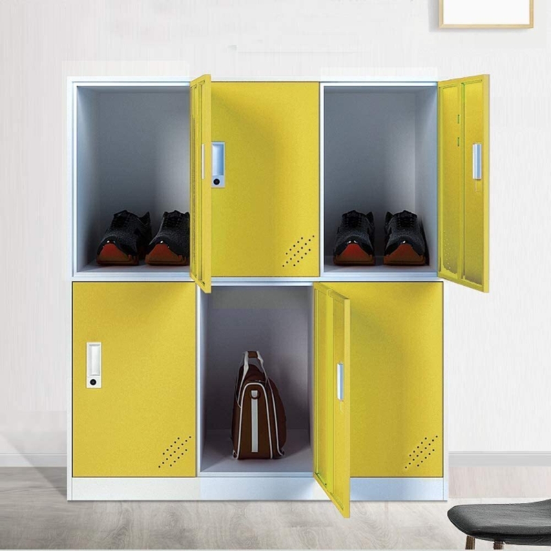 Storage Lockers Sunshine Yellow Six Compartments Ventilated Doors