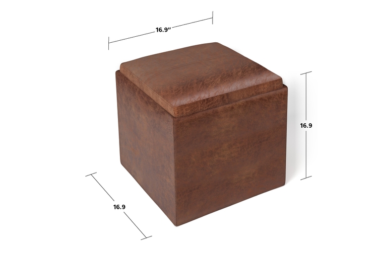 Storage Ottoman Cube with Tray Top Functionality