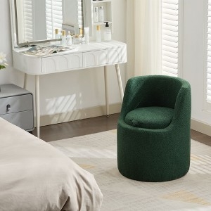 Storage Ottoman: Forest Green Bouclé, Cylindrical, Foldable Backrest