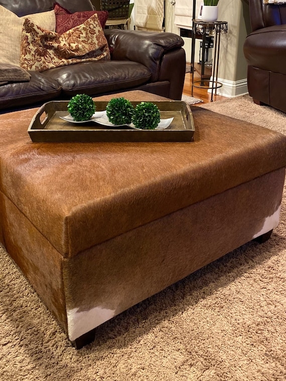 Storage Ottoman Hair on Hide Mottle Pattern