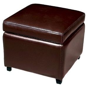 Storage Ottoman with Contrast Stitching and Lift Off Lid