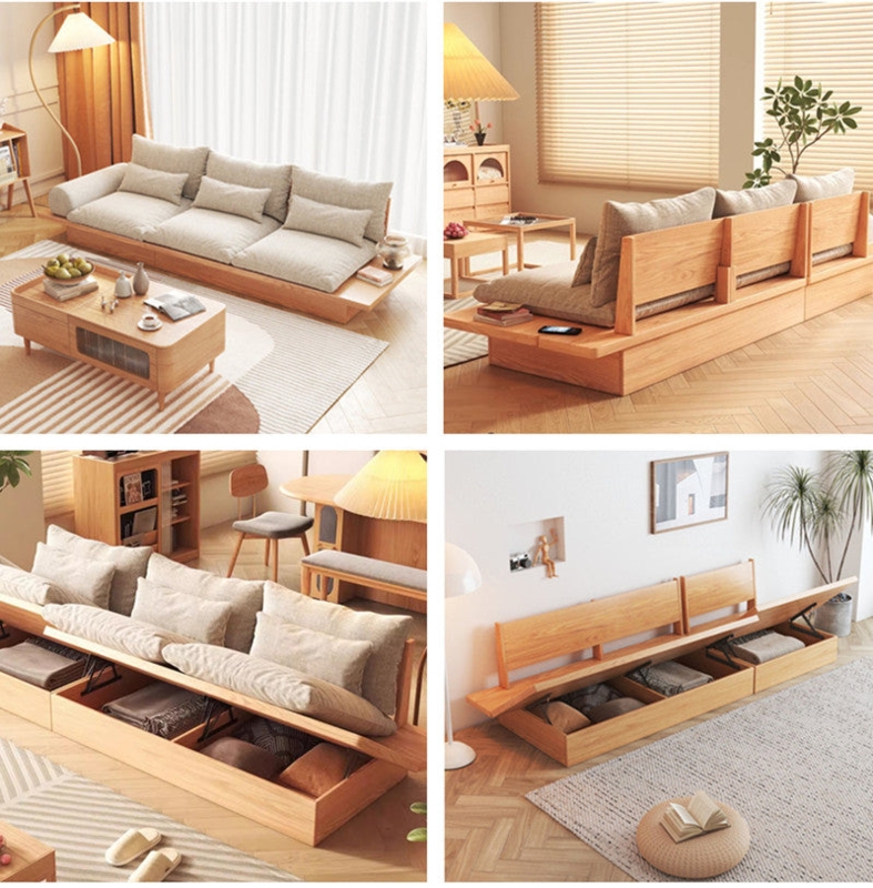 Storage Sofa with Low Profile Base and Lift Top Mechanism