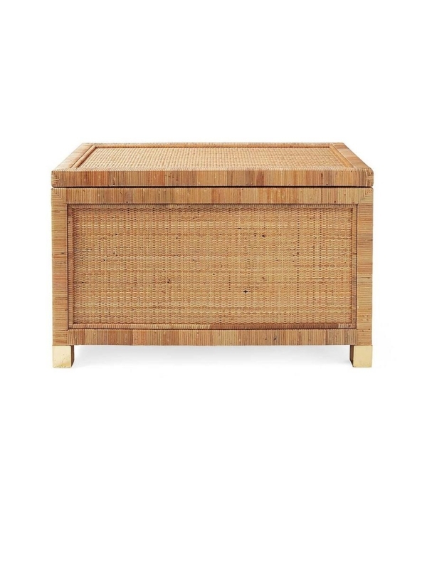 Storage Trunk featuring Brass Capped Feet and Woven Rattan Texture