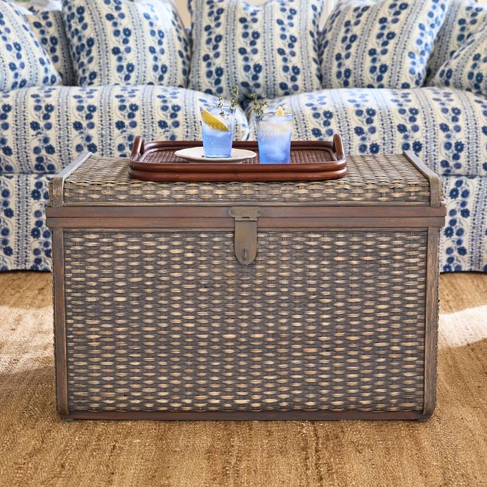 Storage Trunk in Dark Walnut Brown with Antique Center Latch